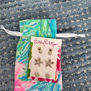 Lilly Pulitzer Silver Pineapple and Star Earrings